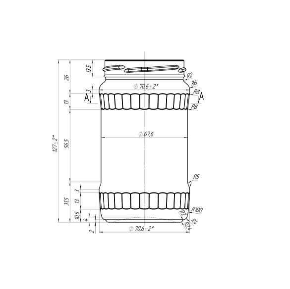 facete 370 ml rysunek techniczny