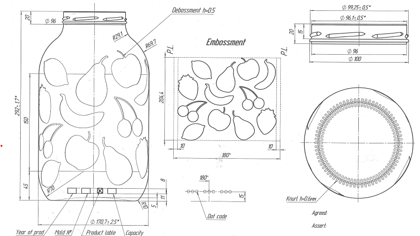 słoik 5000 ml rysunek techniczny